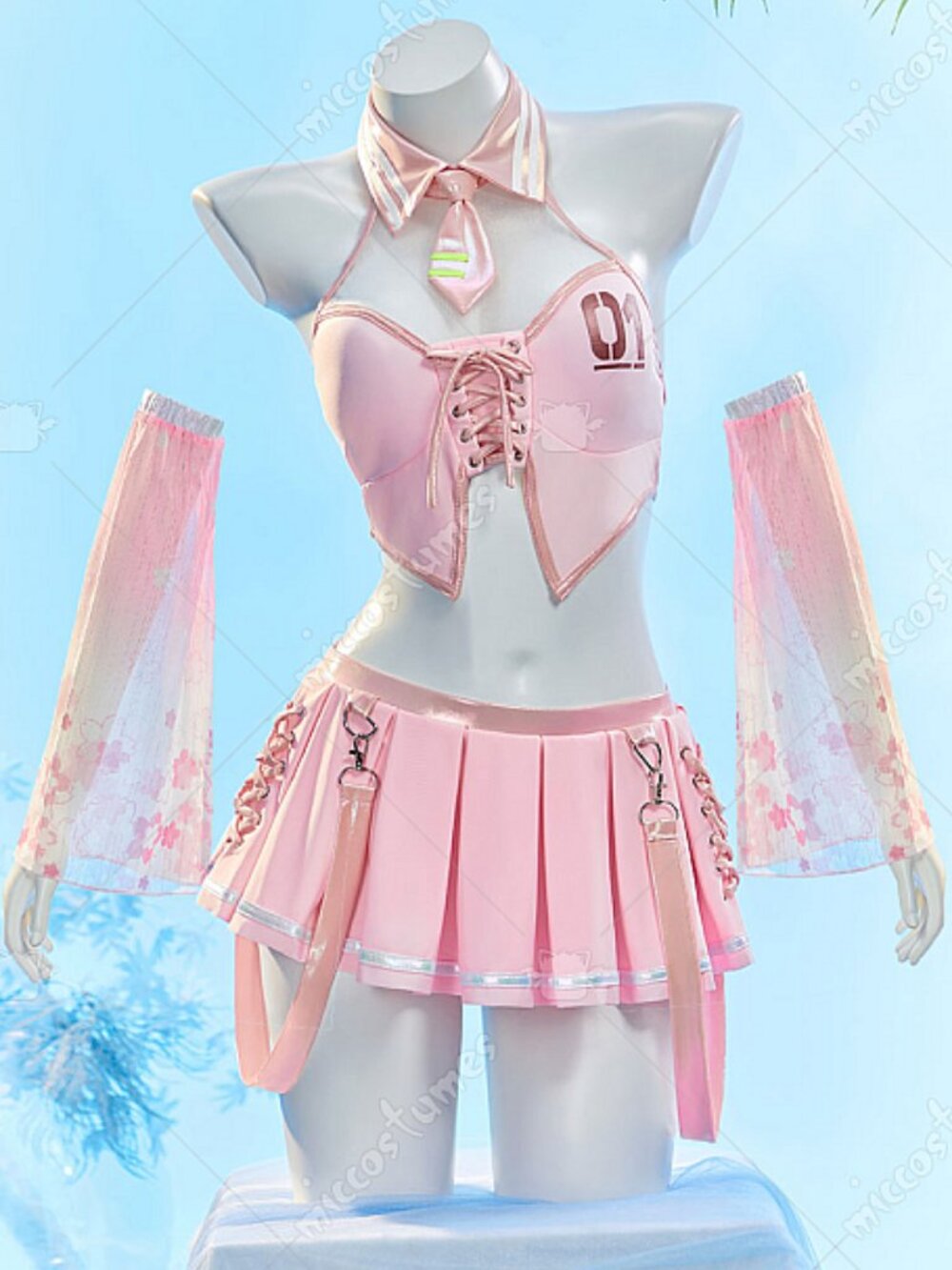 Vocaloid Sakura Miku swimsuit cosplay + wig Miccostumes - Picture 3 of 4